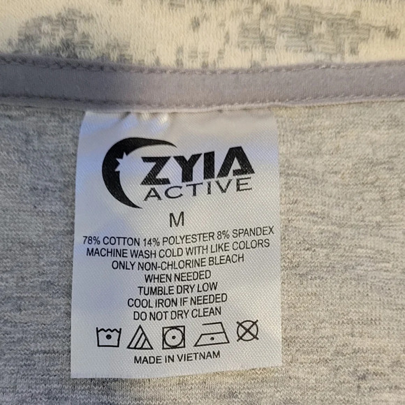 Zyia Active full zip-up collared jacket abstract design cream & gray, womens med - Picture 12 of 12